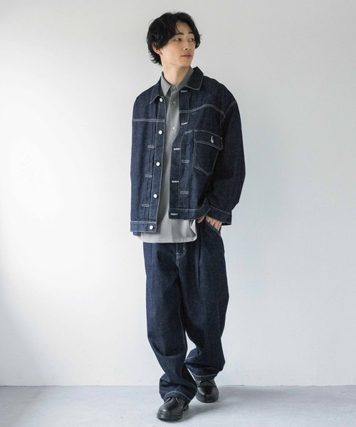 LOWRYS FARM（ローリーズファーム）の「デニムタックＧジャン 131421（デニムジャケット・メンズ・インディゴブルー/ブラック・MEDIUM/LARGE）」の16枚目の写真