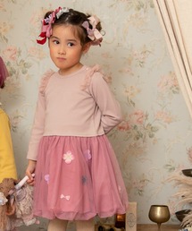 panpantutu（パンパンチュチュ）の「お花とリボンのバルーンワンピ(長袖)(100-130cm)（ワンピース）」