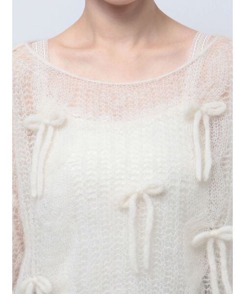 merry jenny（メリージェニー）の「透かし編みribbonニット（ニット/セーター・レディース・モカ/チャコールグレー/アイボリー・FREE）」の10枚目の写真