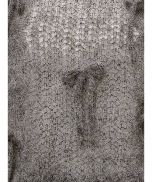 merry jenny（メリージェニー）の「透かし編みribbonニット（ニット/セーター・レディース・モカ/チャコールグレー/アイボリー・FREE）」の5枚目の写真