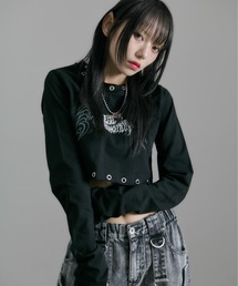 『REFLEM/レフレム』ハトメ付きクロップドL/S Tee/ロングスリーブカットソー