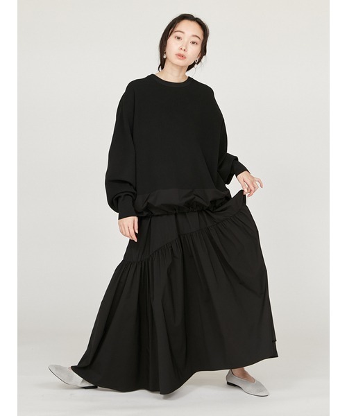 (最終価格です❗美品❗)ボウエー可愛い　スカート　ブラック 黒）ふっくらポワンシルエットのバルーンロングスカート