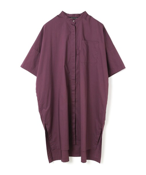 mizuiroind（ミズイロインド）の「mizuiro ind スタンドカラーハーフスリーブシャツワンピース（シャツワンピース・レディース・ブルー/カーキ/ブラック/グレー系その他2/ホワイト/パープル/ライトグレー・FREE）」の7枚目の写真