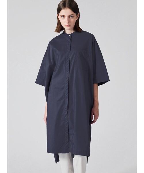 mizuiroind（ミズイロインド）の「mizuiro ind スタンドカラーハーフスリーブシャツワンピース（シャツワンピース・レディース・ブルー/カーキ/ブラック/グレー系その他2/ホワイト/パープル/ライトグレー・FREE）」の6枚目の写真