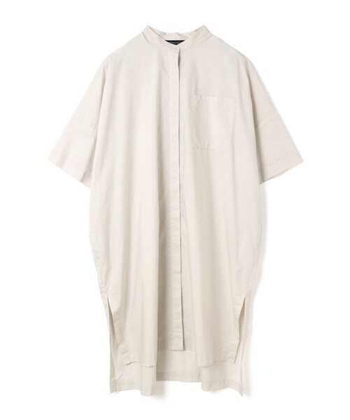 mizuiroind（ミズイロインド）の「mizuiro ind スタンドカラーハーフスリーブシャツワンピース（シャツワンピース・レディース・ブルー/カーキ/ブラック/グレー系その他2/ホワイト/パープル/ライトグレー・FREE）」の4枚目の写真