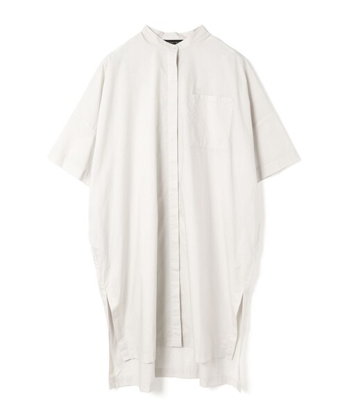 mizuiroind（ミズイロインド）の「mizuiro ind スタンドカラーハーフスリーブシャツワンピース（シャツワンピース・レディース・ブルー/カーキ/ブラック/グレー系その他2/ホワイト/パープル/ライトグレー・FREE）」の3枚目の写真