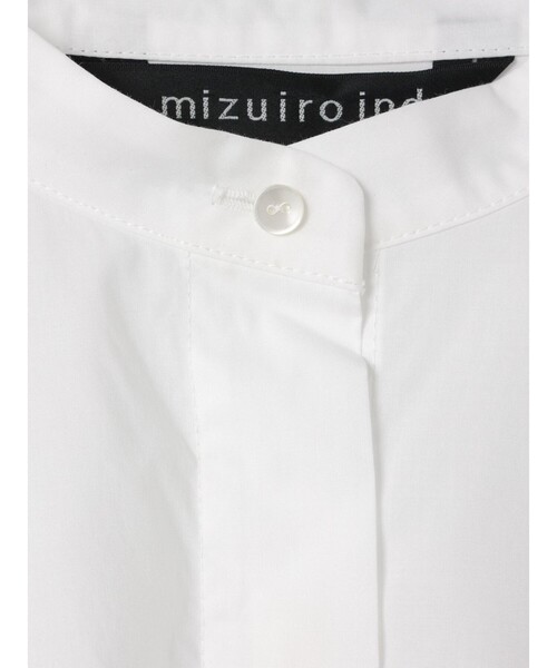 mizuiroind（ミズイロインド）の「mizuiro ind スタンドカラーハーフスリーブシャツワンピース（シャツワンピース・レディース・ブルー/カーキ/ブラック/グレー系その他2/ホワイト/パープル/ライトグレー・FREE）」の9枚目の写真