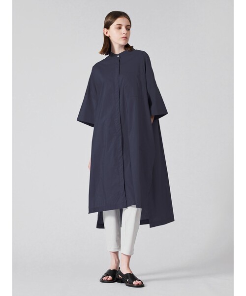mizuiroind（ミズイロインド）の「mizuiro ind スタンドカラーハーフスリーブシャツワンピース（シャツワンピース・レディース・ブルー/カーキ/ブラック/グレー系その他2/ホワイト/パープル/ライトグレー・FREE）」の22枚目の写真