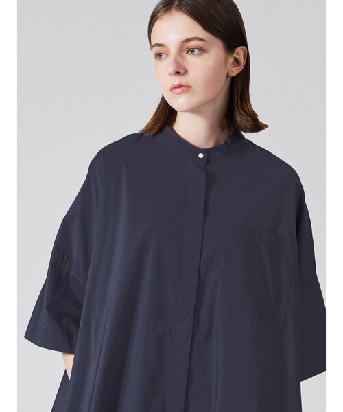 mizuiroind（ミズイロインド）の「mizuiro ind スタンドカラーハーフスリーブシャツワンピース（シャツワンピース・レディース・ブルー/カーキ/ブラック/グレー系その他2/ホワイト/パープル/ライトグレー・FREE）」の18枚目の写真