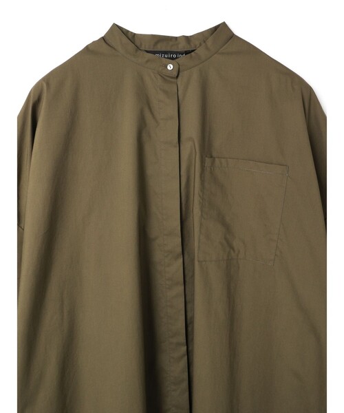 mizuiroind（ミズイロインド）の「mizuiro ind スタンドカラーハーフスリーブシャツワンピース（シャツワンピース・レディース・ブルー/カーキ/ブラック/グレー系その他2/ホワイト/パープル/ライトグレー・FREE）」の17枚目の写真