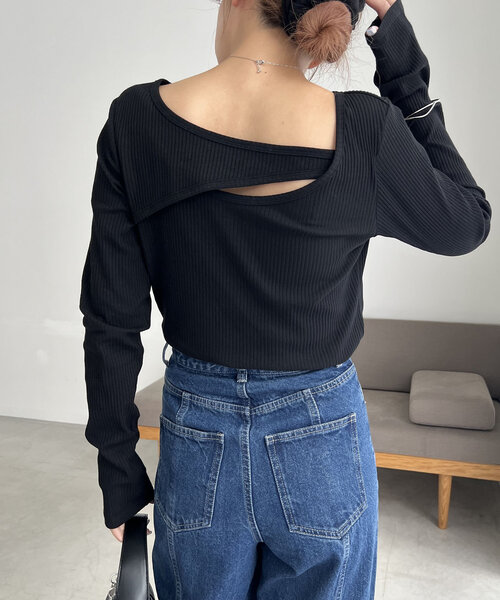 CAPRICIEUX LE'MAGE（カプリシューレマージュ）の「2WAYアシメロンT（Tシャツ/カットソー・レディース・グレー/ブラック/ホワイト・FREE）」の17枚目の写真