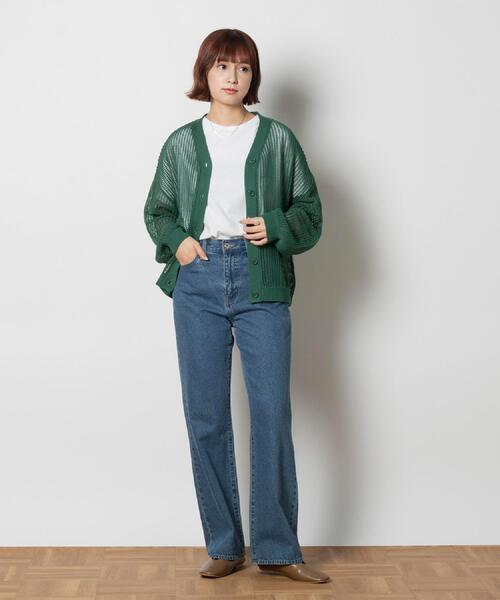 HONEYSUCKLE ROSE（ハニーサックルローズ）の「HONEYSUCKLE ROSE(ハニーサックルローズ)透かし編みVカーディガン（カーディガン/ボレロ・レディース・グリーン/オレンジ・M/L/XL）」の18枚目の写真