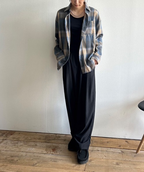 Kotoe（コトエ）の「オンブレチェックシャツ ビッグシルエット（シャツ/ブラウス・レディース・ネイビー・M/L）」の5枚目の写真