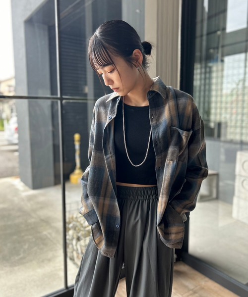 Kotoe（コトエ）の「オンブレチェックシャツ ビッグシルエット（シャツ/ブラウス・レディース・ネイビー・M/L）」の12枚目の写真