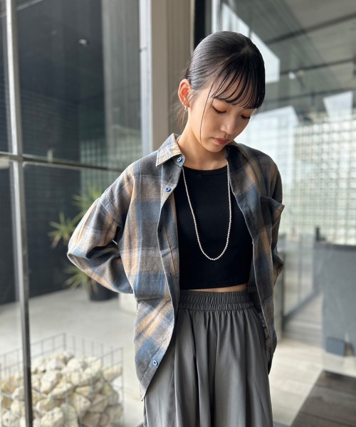 Kotoe（コトエ）の「オンブレチェックシャツ ビッグシルエット（シャツ/ブラウス・レディース・ネイビー・M/L）」の13枚目の写真