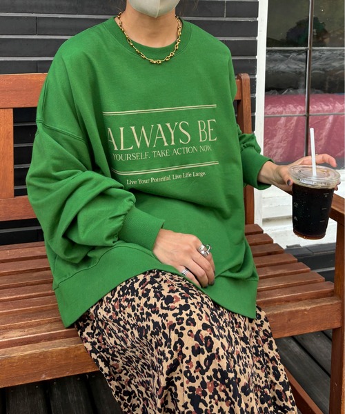 feepur by saya(フェピュールバイサヤ)の「ALWAYS BE ミニ裏毛スウェット(スウェット・レディース・グリーン/ブルー/杢グレー/ブラック・MEDIUM)」の3枚目の写真