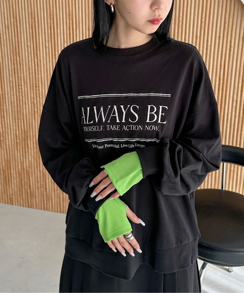 feepur by saya(フェピュールバイサヤ)の「ALWAYS BE ミニ裏毛スウェット(スウェット・レディース・グリーン/ブルー/杢グレー/ブラック・MEDIUM)」の7枚目の写真