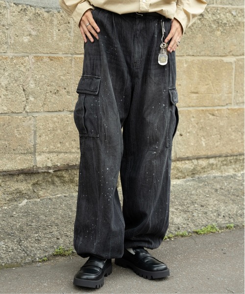 Bleme（ブレム）の「ヴィンテージライク ダブルペイント デニムカーゴパンツ（デニムパンツ・メンズ・ブルー/ブラック・M/L/XL/S）」の8枚目の写真
