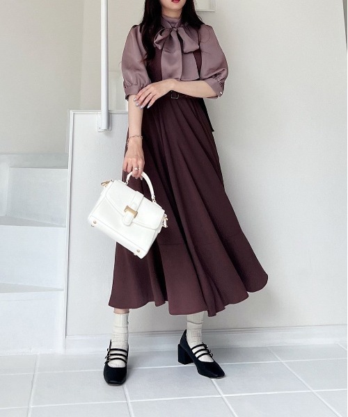 TITTY&CO.（ティティーアンドコー）の「NEWフレアミディジャンパースカート（ワンピース・レディース・ブラック/グレー/ラベンダー/モカ・FREE/X-SMALL）」の15枚目の写真