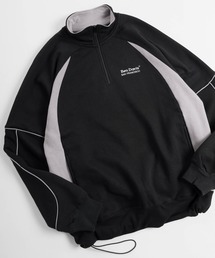 BEN DAVIS（ベンデイビス）の「【0】【BEN DAVIS/ベンデイビス】バイカラー＆パイピングデザイン ワンポイントロゴ刺繍 スピンドル付きハーフジップスウェット/ ビッグシルエット（スウェット）」