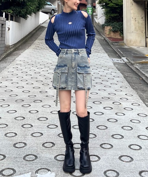 SPIRALGIRL（スパイラルガール）の「ロゴプレート配色リブニット