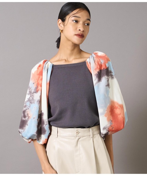 Settimissimo（セッティミッシモ）の「バルーンスリーブドッキングニットプルオーバー（Tシャツ/カットソー・レディース・ブラウン/アイボリー・FREE）」の13枚目の写真