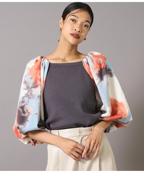 Settimissimo（セッティミッシモ）の「バルーンスリーブドッキングニットプルオーバー（Tシャツ/カットソー・レディース・ブラウン/アイボリー・FREE）」の14枚目の写真