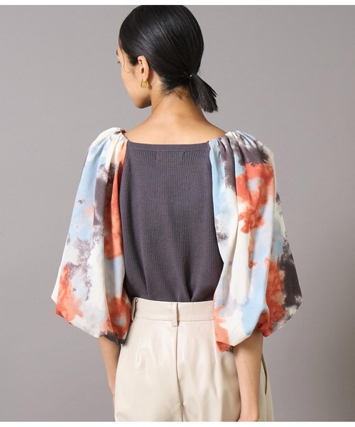 Settimissimo（セッティミッシモ）の「バルーンスリーブドッキングニットプルオーバー（Tシャツ/カットソー・レディース・ブラウン/アイボリー・FREE）」の3枚目の写真