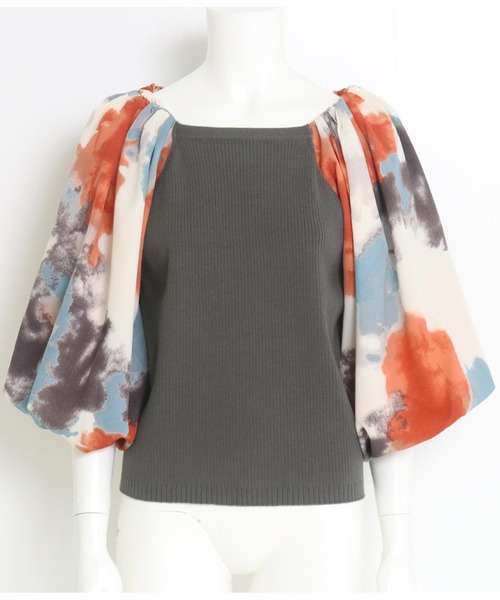 Settimissimo（セッティミッシモ）の「バルーンスリーブドッキングニットプルオーバー（Tシャツ/カットソー・レディース・ブラウン/アイボリー・FREE）」の9枚目の写真