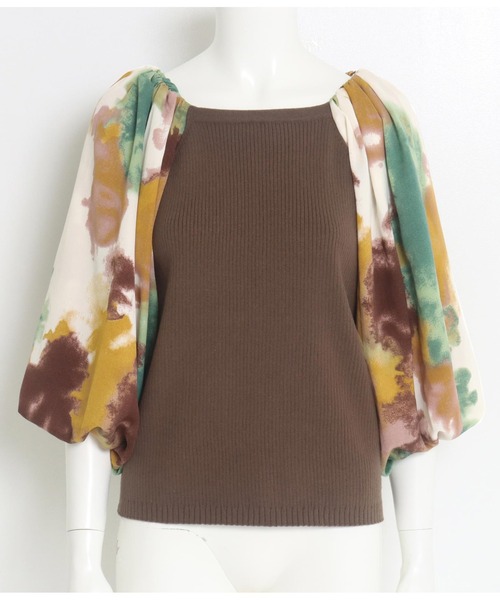 Settimissimo（セッティミッシモ）の「バルーンスリーブドッキングニットプルオーバー（Tシャツ/カットソー・レディース・ブラウン/アイボリー・FREE）」の11枚目の写真