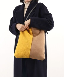 バイカラームートン風ショルダーバッグ/A4対応