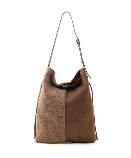 COOCO（クーコ）の「バイカラームートン風ショルダーバッグ／Ａ４対応（ショルダーバッグ・レディース・イエロー/グレー系/アイボリー/ダークグレー・FREE）」の21枚目の写真