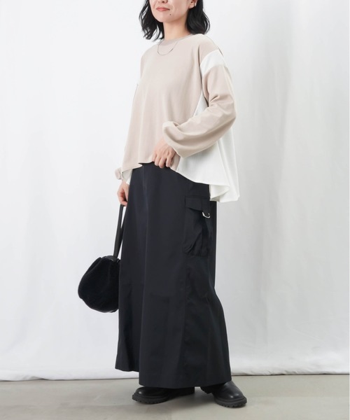 LUCA/LADY LUCK LUCA(ルカ/レディラックルカ)の「LC/LLL 脇ニットフレア切替プルオーバー(Tシャツ/カットソー・レディース・ブラック/ダークオレンジ/ベージュ・FREE)」の5枚目の写真