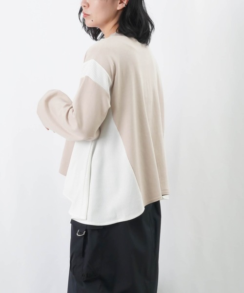 LUCA/LADY LUCK LUCA(ルカ/レディラックルカ)の「LC/LLL 脇ニットフレア切替プルオーバー(Tシャツ/カットソー・レディース・ブラック/ダークオレンジ/ベージュ・FREE)」の6枚目の写真