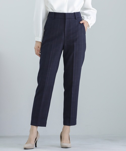 【セール】【洗濯機OK&帯電防止!】ウィンドペンチェック・テーパードパンツ(裏地付き)（スーツパンツ）｜WHITE JOOLA（ホワイトジョーラ）