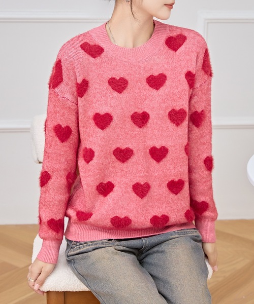 値下げ不可 DAIRIKU 23ss ハートニット ピンク dairiku ダイリク 23ss ハート コットンニット ピンク DAIRIKU ハート