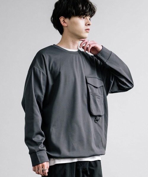 Rocky Monroe（ロッキーモンロー）の「裏起毛カットカルゼ ドローコードロンT/長袖Tシャツ（Tシャツ/カットソー・メンズ・ブラック/ダークグレー/グレイッシュベージュ・L/LL/M）」の10枚目の写真