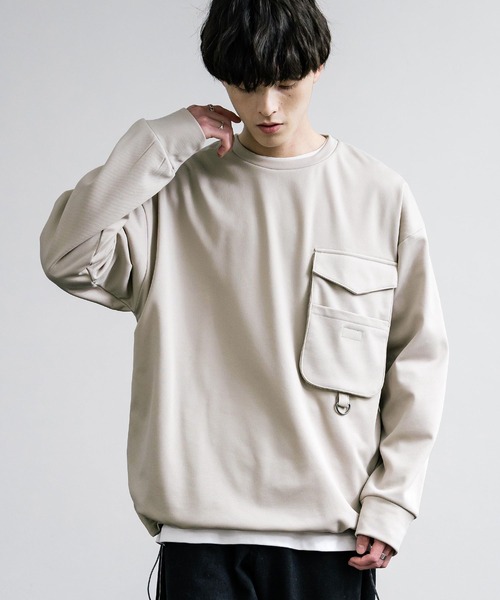 Rocky Monroe（ロッキーモンロー）の「裏起毛カットカルゼ ドローコードロンT/長袖Tシャツ（Tシャツ/カットソー・メンズ・ブラック/ダークグレー/グレイッシュベージュ・L/LL/M）」の15枚目の写真