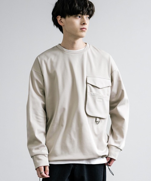 Rocky Monroe（ロッキーモンロー）の「裏起毛カットカルゼ ドローコードロンT/長袖Tシャツ（Tシャツ/カットソー・メンズ・ブラック/ダークグレー/グレイッシュベージュ・L/LL/M）」の16枚目の写真