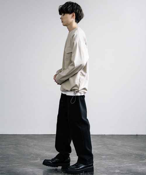Rocky Monroe（ロッキーモンロー）の「裏起毛カットカルゼ ドローコードロンT/長袖Tシャツ（Tシャツ/カットソー・メンズ・ブラック/ダークグレー/グレイッシュベージュ・L/LL/M）」の17枚目の写真