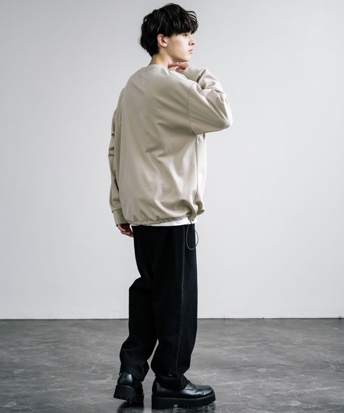 Rocky Monroe（ロッキーモンロー）の「裏起毛カットカルゼ ドローコードロンT/長袖Tシャツ（Tシャツ/カットソー・メンズ・ブラック/ダークグレー/グレイッシュベージュ・L/LL/M）」の18枚目の写真