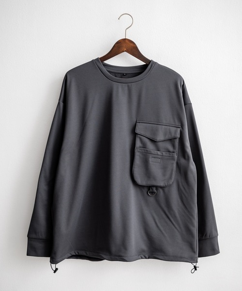 Rocky Monroe（ロッキーモンロー）の「裏起毛カットカルゼ ドローコードロンT/長袖Tシャツ（Tシャツ/カットソー・メンズ・ブラック/ダークグレー/グレイッシュベージュ・L/LL/M）」の19枚目の写真