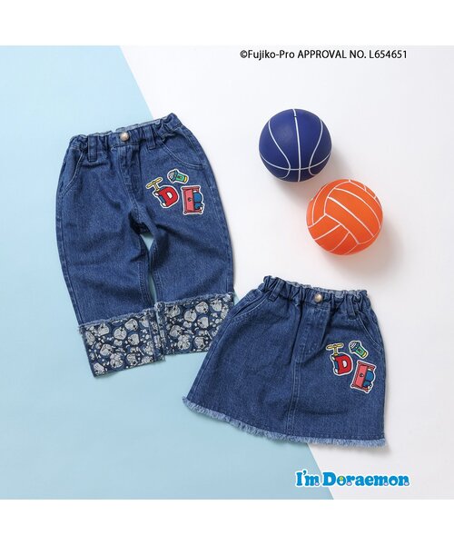 apres les cours（アプレレクール）の「【リンク】Im Doraemon ワッペン付きパンツ（デニムパンツ・キッズ・インディゴブルー・80/90/100/110/120/130）」の2枚目の写真