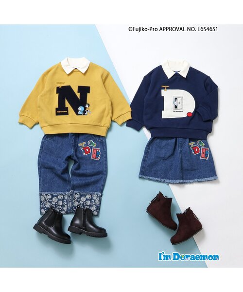 apres les cours（アプレレクール）の「【リンク】Im Doraemon ワッペン付きパンツ（デニムパンツ・キッズ・インディゴブルー・80/90/100/110/120/130）」の3枚目の写真