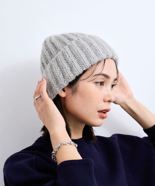 FRATELLI TALLI（フラテリタリ）の「【FRATELLI TALLI/フラテリータリー】モヘヤニットキャップ（ニットキャップ/ビーニー・レディース・ライトグレー/ブラック/ブルー系その他・FREE）」の2枚目の写真