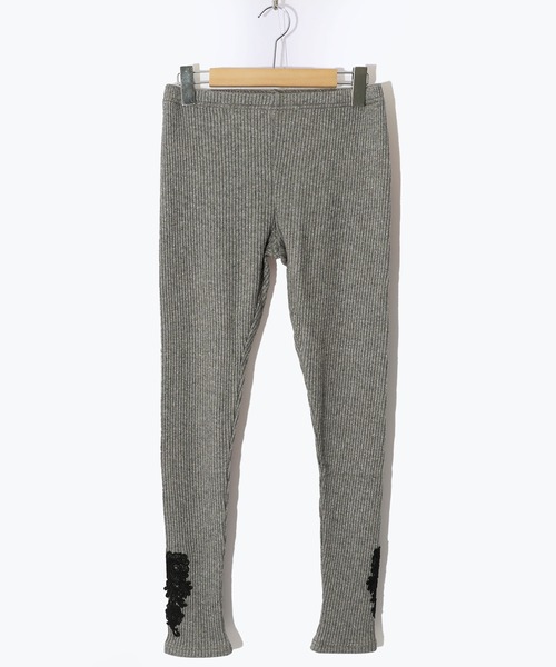 iS ScoLar（イズスカラー）の「543252：シルバーラメ入りテレコニット 裾レース付きレギンス（レギンス/スパッツ・レディース・杢グレー/ブラック・M）」の14枚目の写真