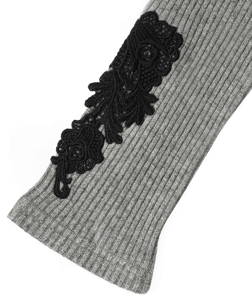 iS ScoLar（イズスカラー）の「543252：シルバーラメ入りテレコニット 裾レース付きレギンス（レギンス/スパッツ・レディース・杢グレー/ブラック・M）」の10枚目の写真