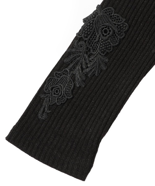 iS ScoLar（イズスカラー）の「543252：シルバーラメ入りテレコニット 裾レース付きレギンス（レギンス/スパッツ・レディース・杢グレー/ブラック・M）」の6枚目の写真