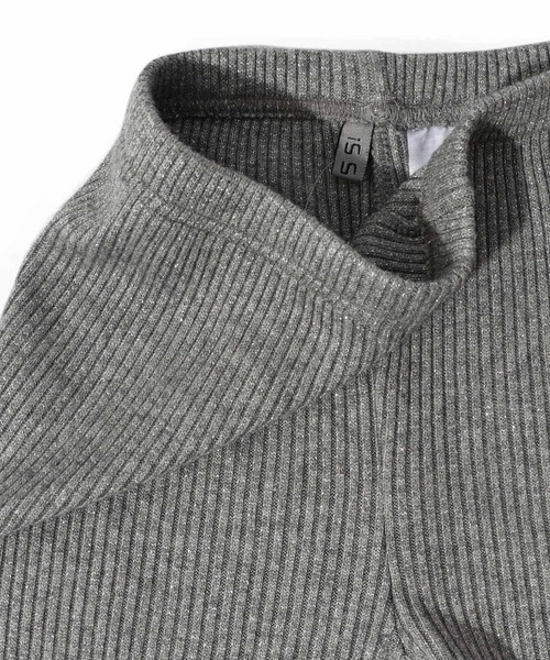 iS ScoLar（イズスカラー）の「543252：シルバーラメ入りテレコニット 裾レース付きレギンス（レギンス/スパッツ・レディース・杢グレー/ブラック・M）」の8枚目の写真