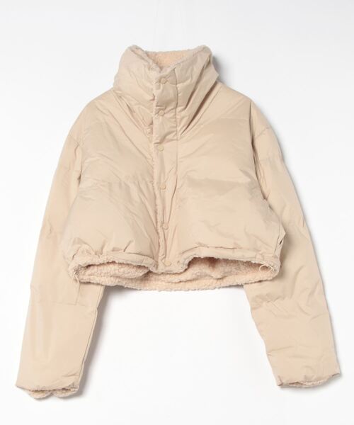 セール】リバーシブルショート丈ブルゾン ボア/無地（ダウンジャケット